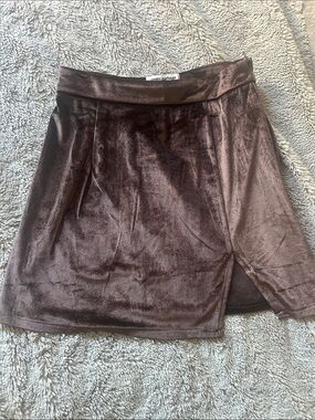 PrettyGarbage Purple Velvet Mini Skirt with Front Slit